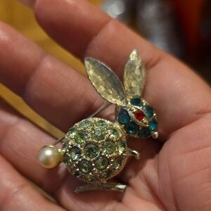 Elegant Crystal Bunny Brooch